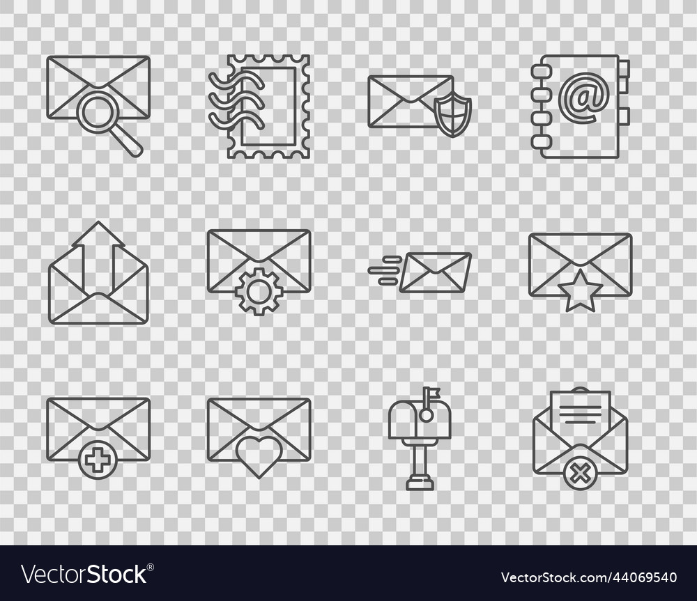 Set line received message concept delete envelope vector image Set line received message concept delete envelope