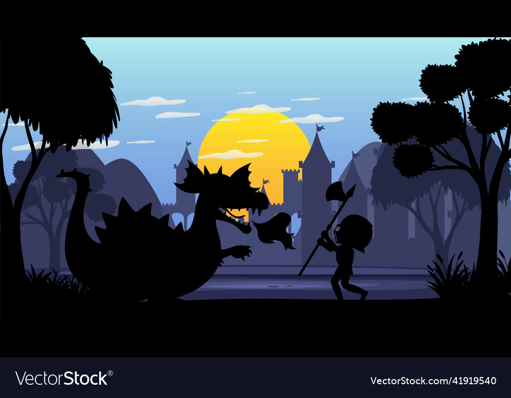 Silhouette medieval cartoon background