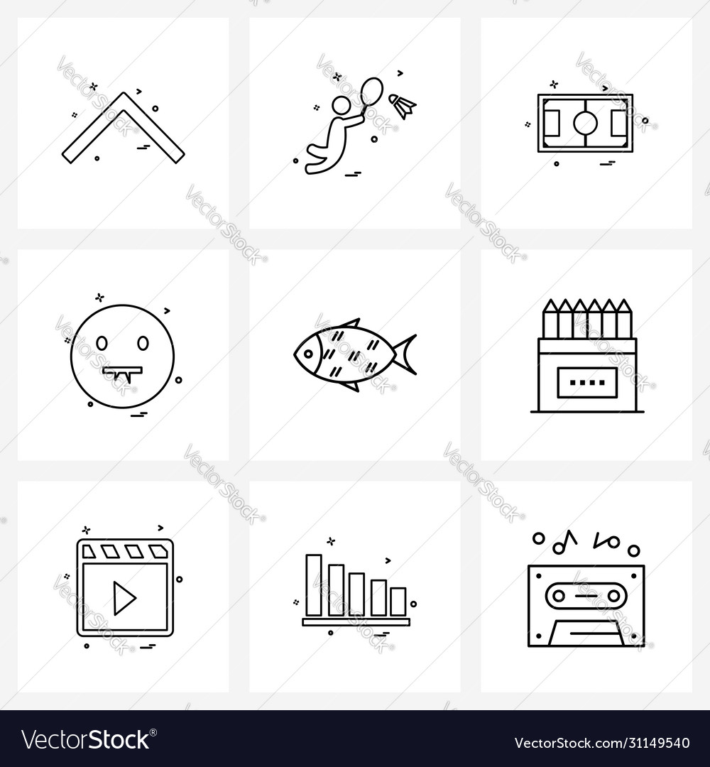 Ui set 9 basic line icons sad emote shuttle