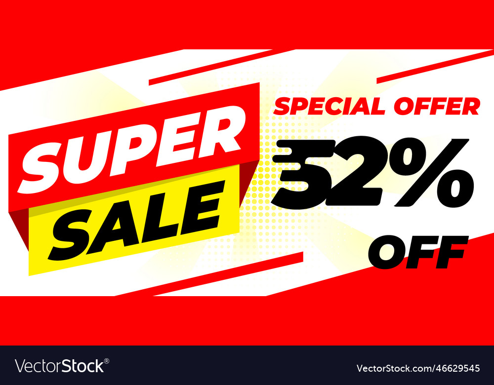 52 off sale banner flash big super promotion Vector Image 52 off sale banner flash big super promotion