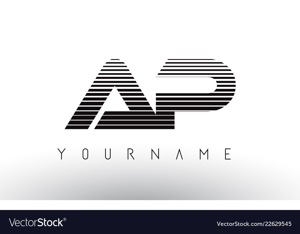 Ap black and white horizontal stripes letter logo