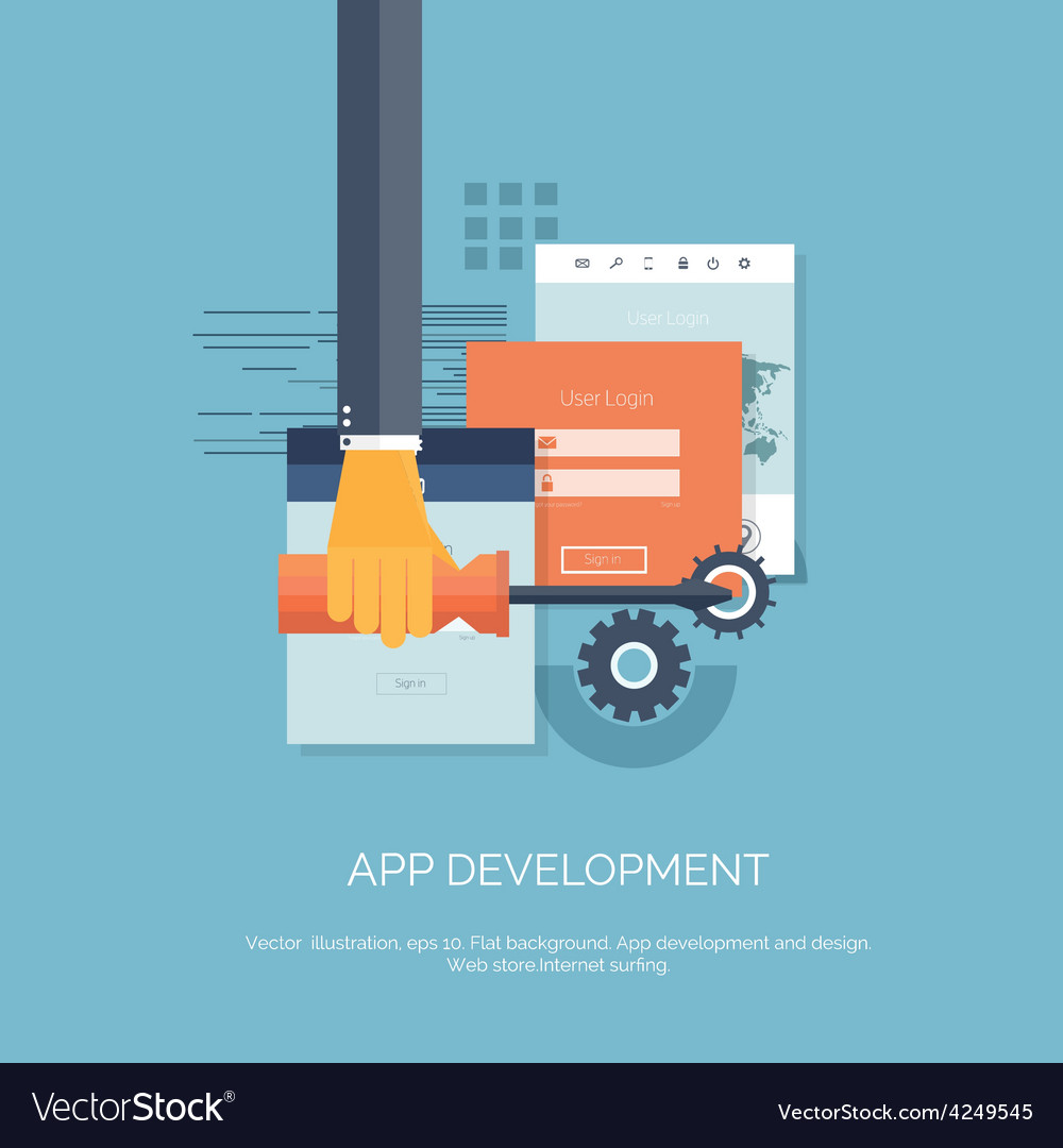 App development flat Royalty Free Vector Image