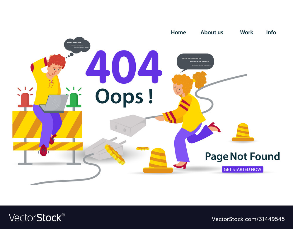 Banner oops 404 error page not found internet vector image Banner oops 404 error page not found internet