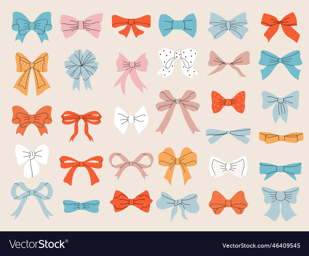 Bows silhouettes fashioned collection of ribbons Vector Image