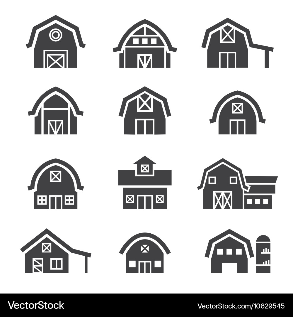 Farm building icon set Royalty Free Vector Image