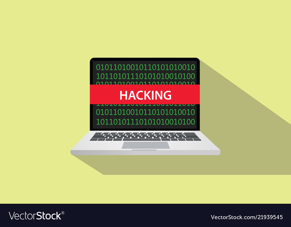 Hacking concept with laptop computer and text
