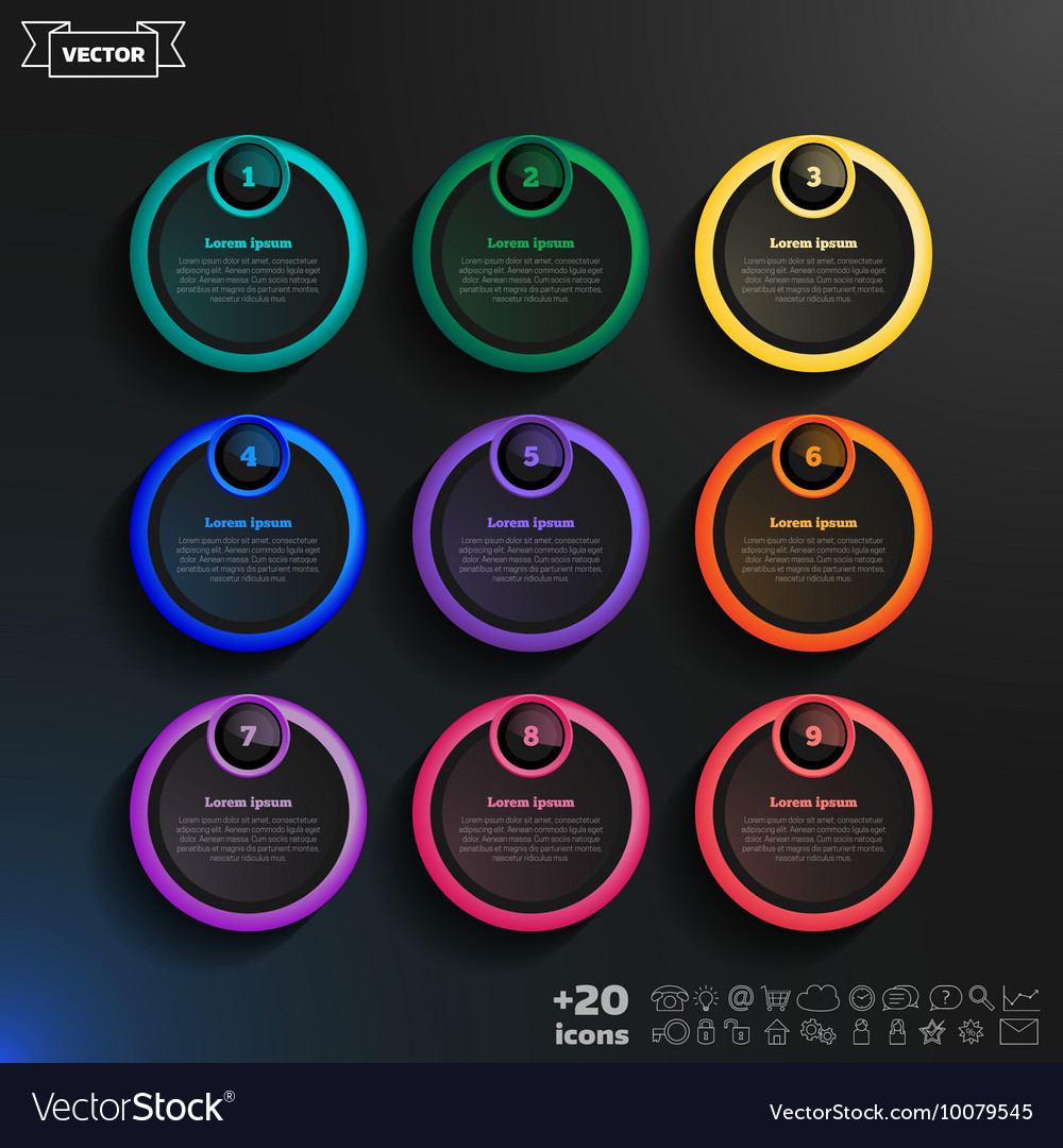 Infographic design list with colorful circles