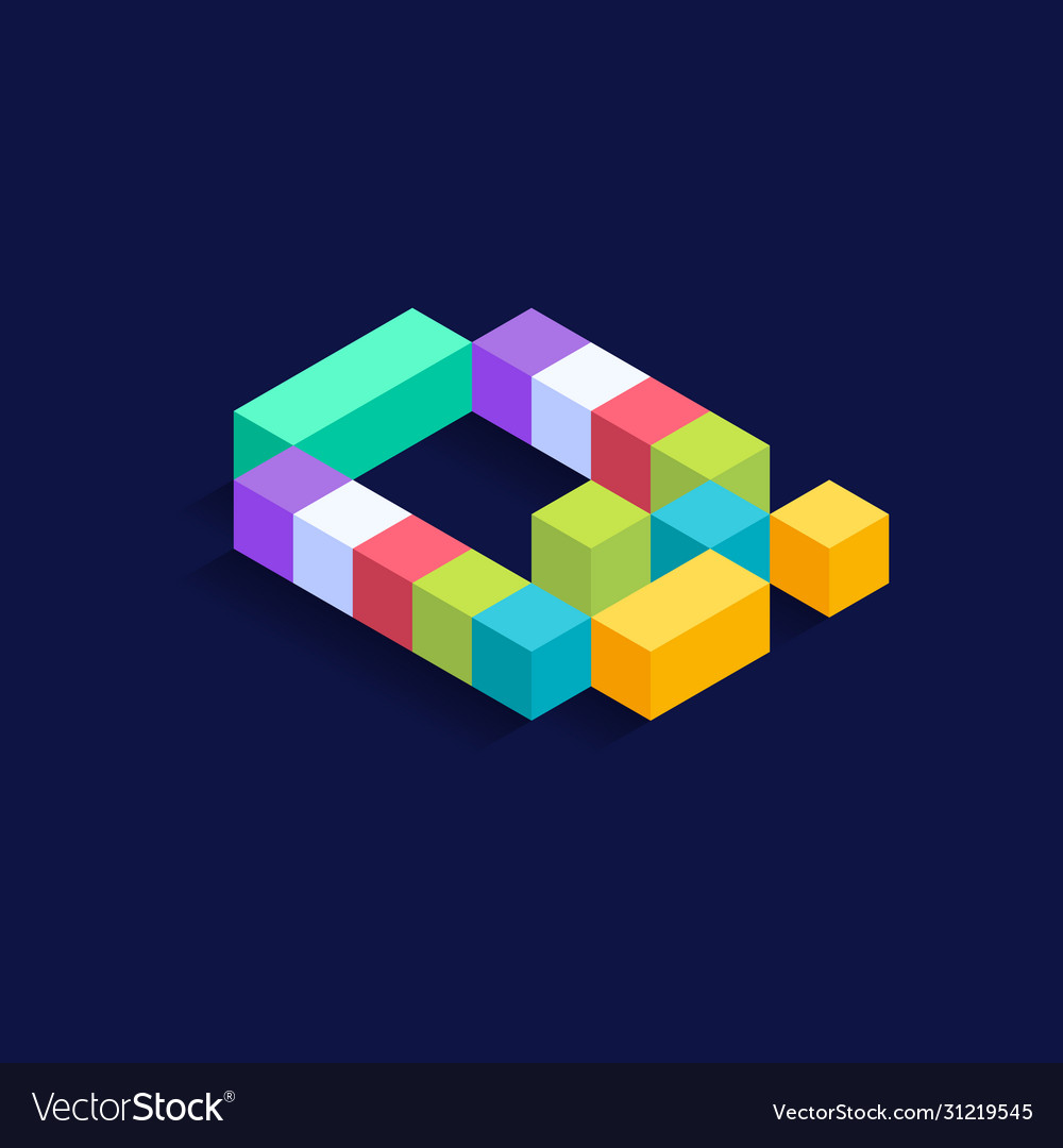Letter q isometric colorful cubes 3d design Vector Image