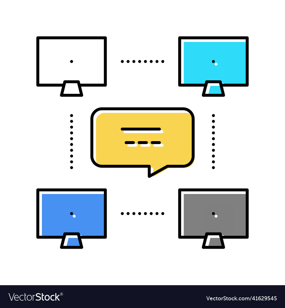Network computer users communication color icon