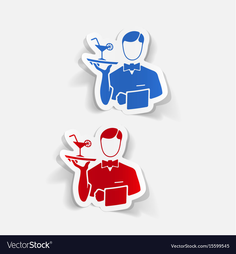 Realistic design element waiter
