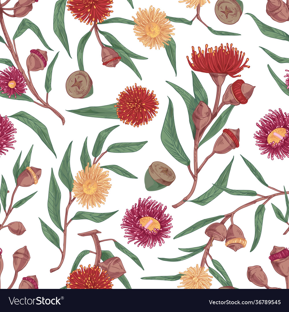 Seamless floral pattern with blooming flowers Vector Image