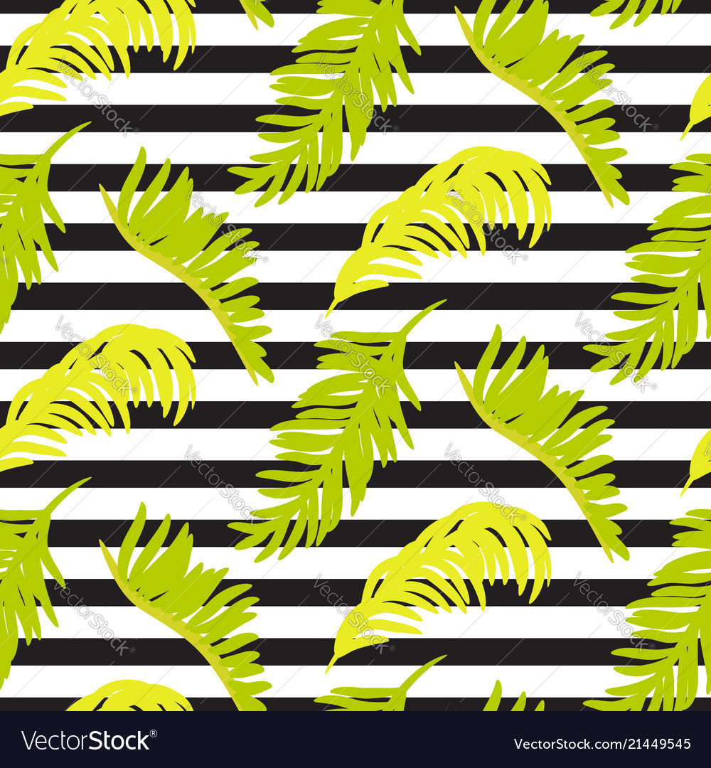 Seamless striped pattern with palm tree