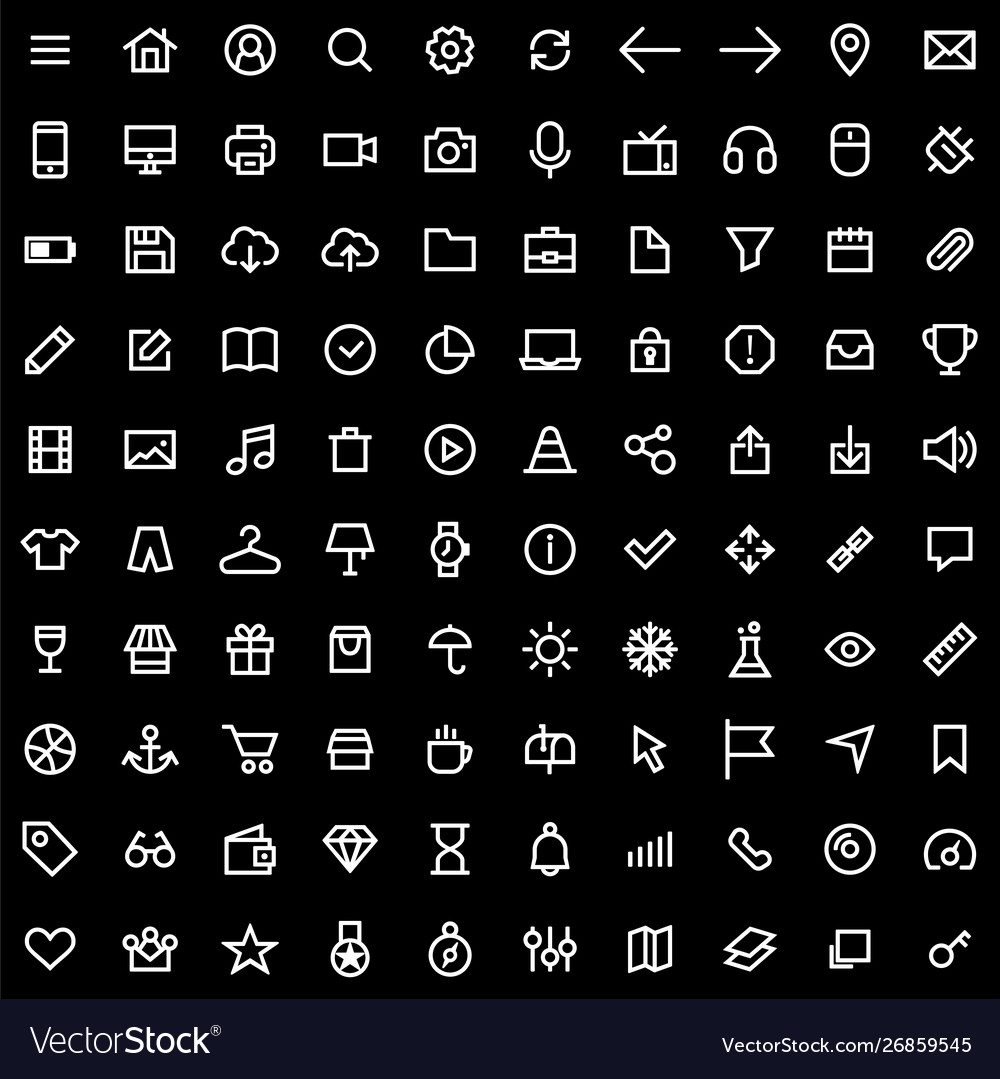 Set icons for simple flat style ui design vector image Set icons for simple flat style ui design