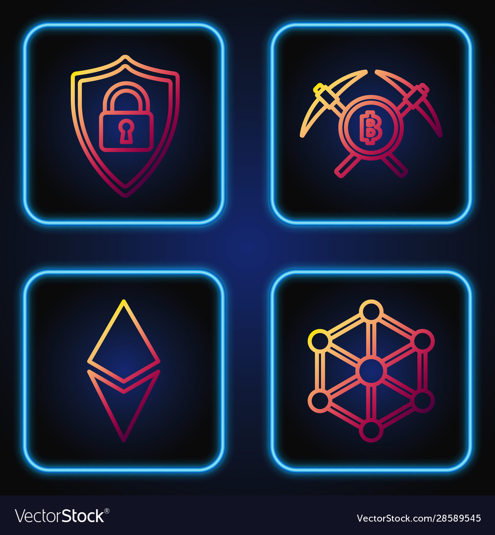 Set Linie Blockchain-Technologie Kryptowährung vector image Set Linie Blockchain-Technologie Kryptowährung