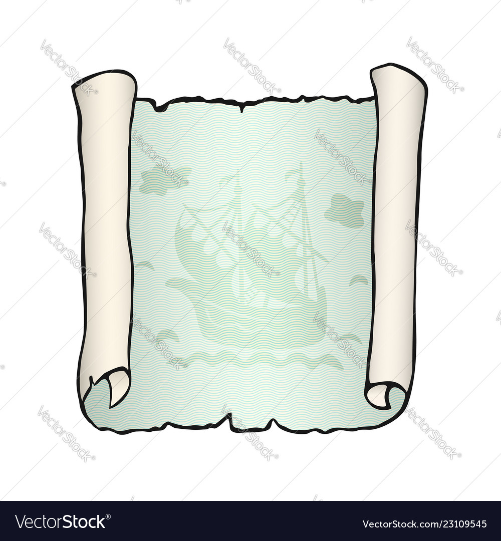 Sketch of ancient scroll with ship isolated vector image Sketch of ancient scroll with ship isolated