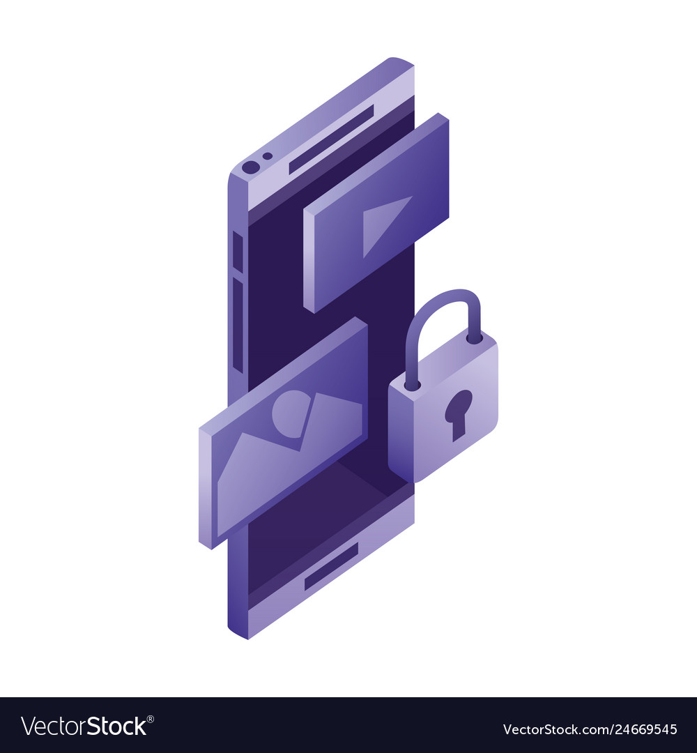 Smartphone device with set icons and padlock