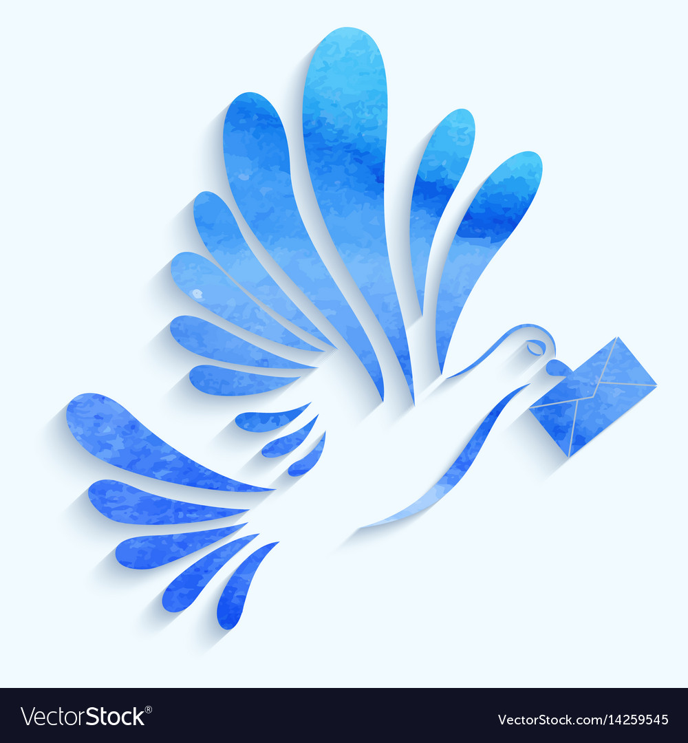 Watercolor dove with mail on light Royalty Free Vector Image