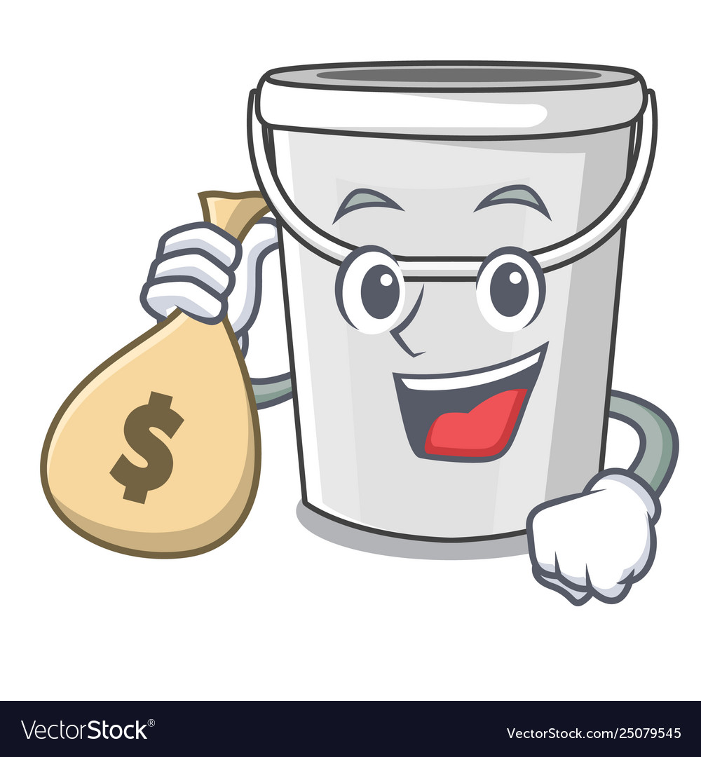 With money bag plastic tube bucket isolated the Vector Image
