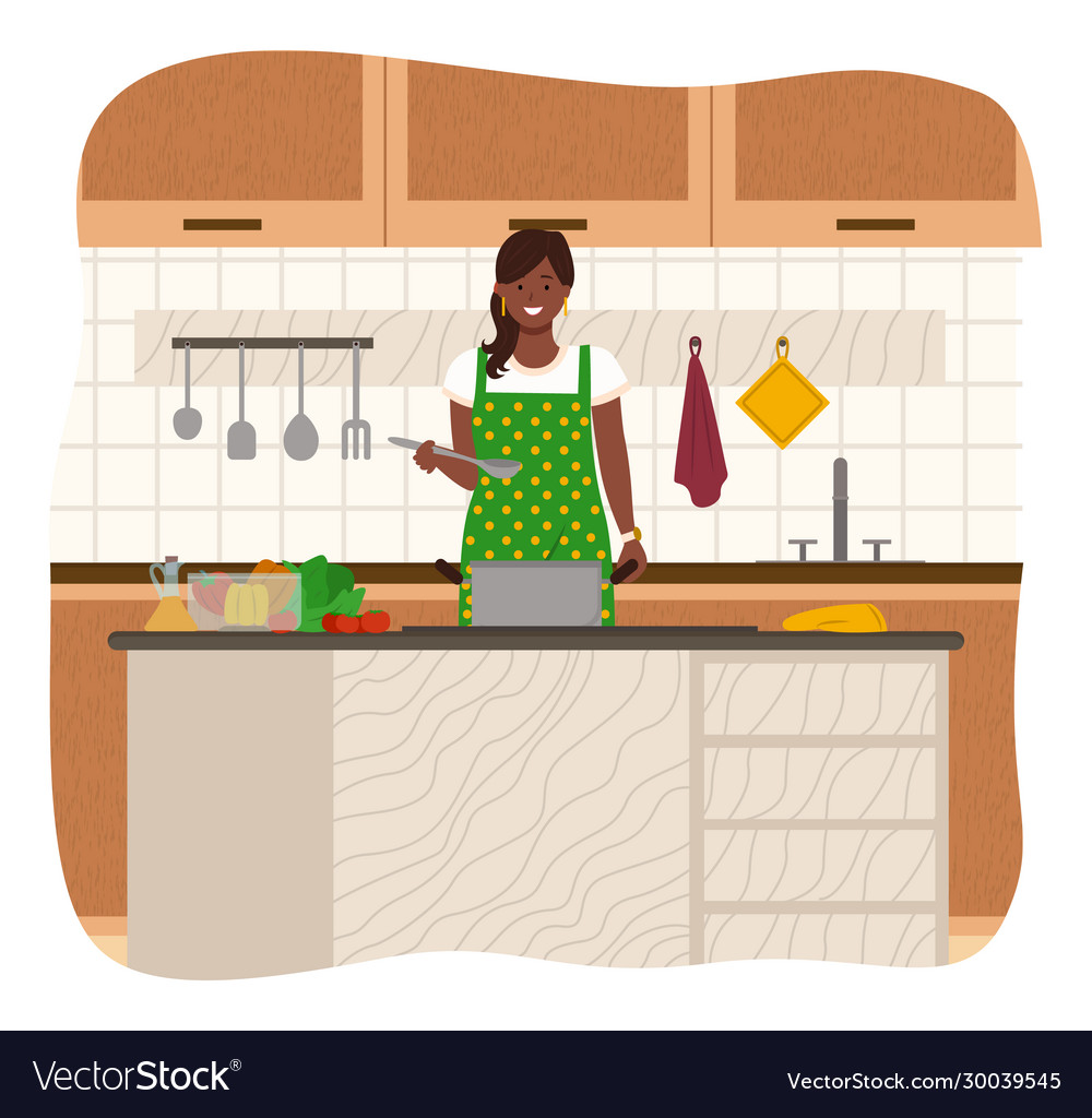 Frau kochen Suppe in der Küche