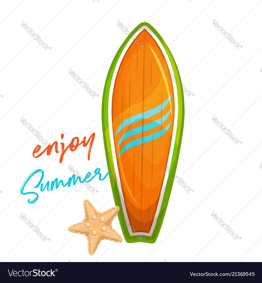 Wood surfboard for summer surfing vector image Wood surfboard for summer surfing