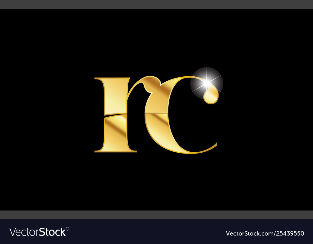 Alphabet letter rc r c gold golden metal metallic