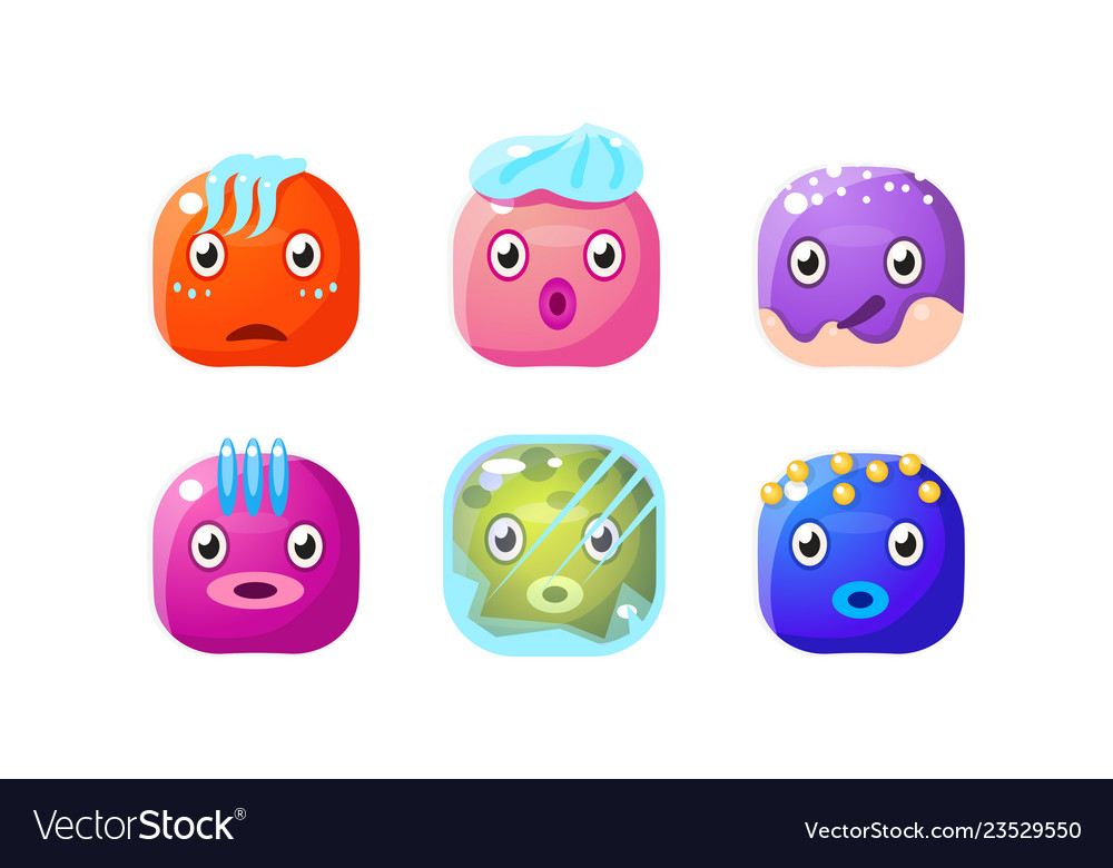 Collection glossy buttons colorful cubes Vector Image Collection glossy buttons colorful cubes