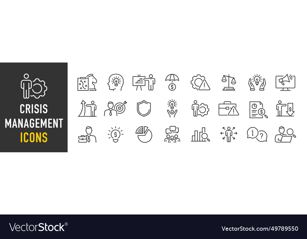 Crisis Management Icon Set - Line Style