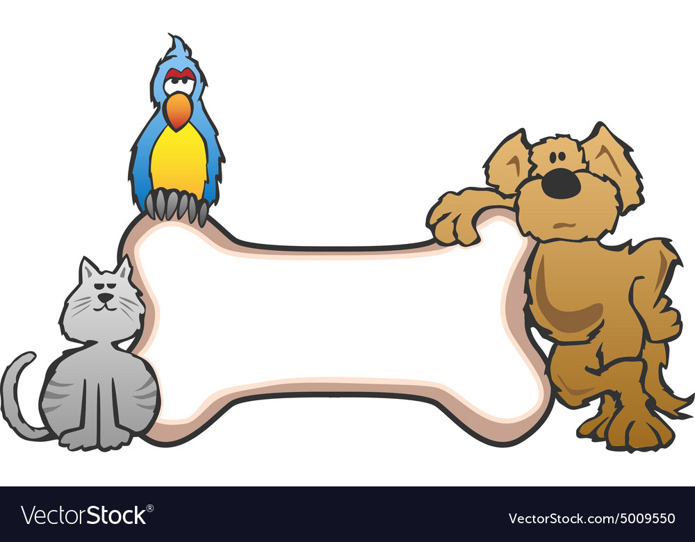 Dog bird and cat with bone pet sign logo