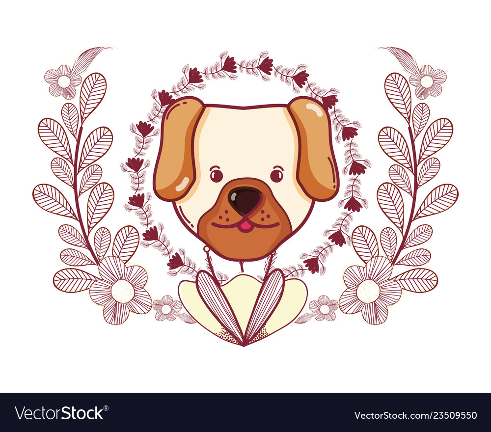 Dog with leaves Royalty Free Vector Image - VectorStock