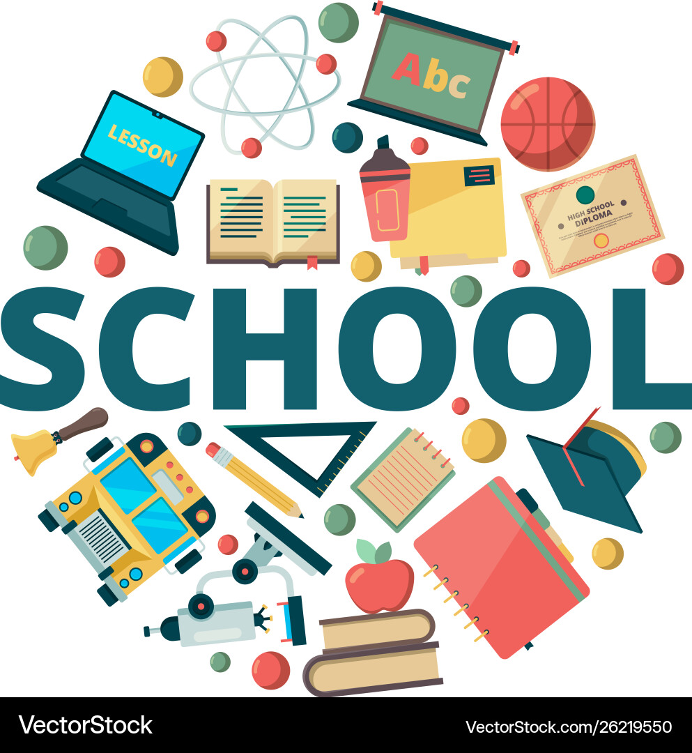 Education background learning school symbols in Vector Image