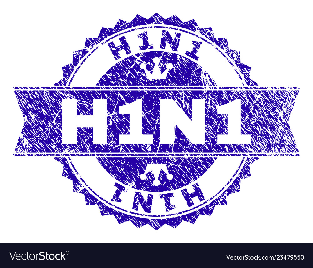 Grunge textured h1n1 stamp seal with ribbon