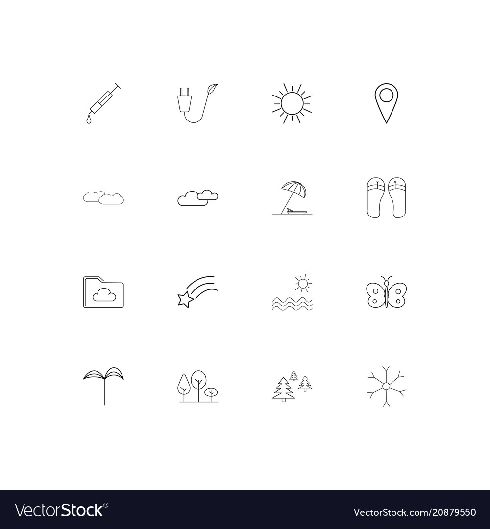 Nature linear thin icons set outlined simple