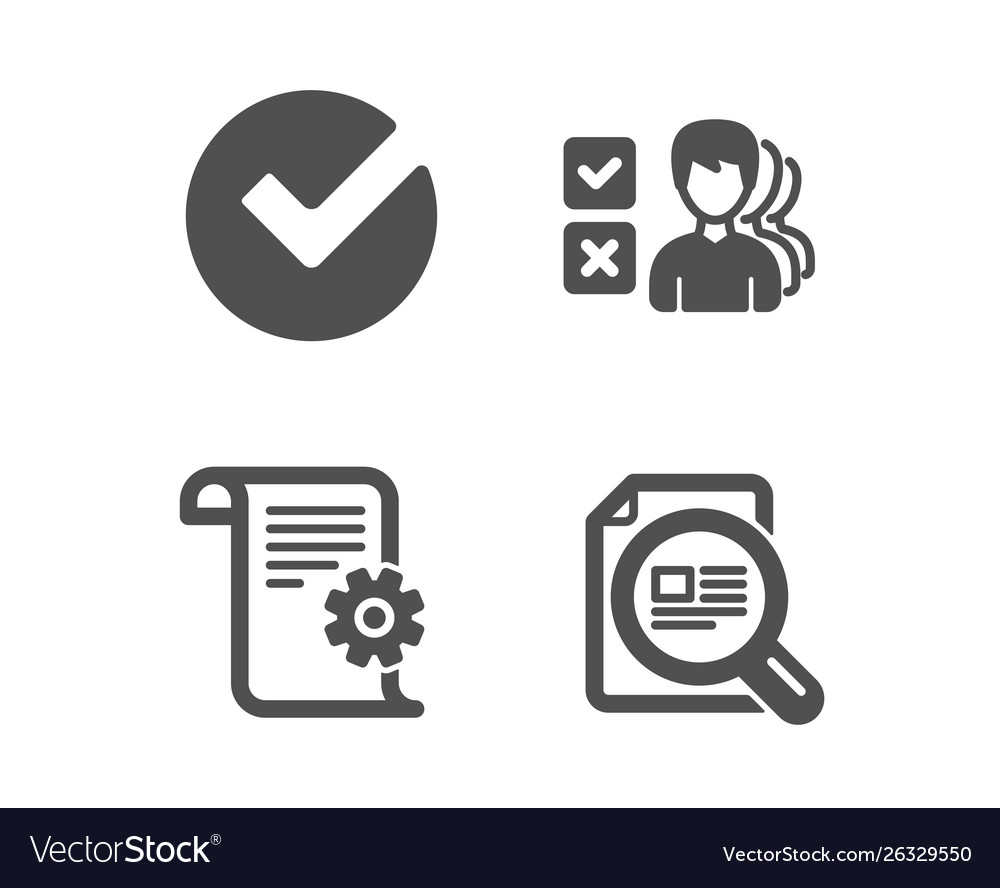 Opinion verify and technical documentation icons vector image Opinion verify and technical documentation icons