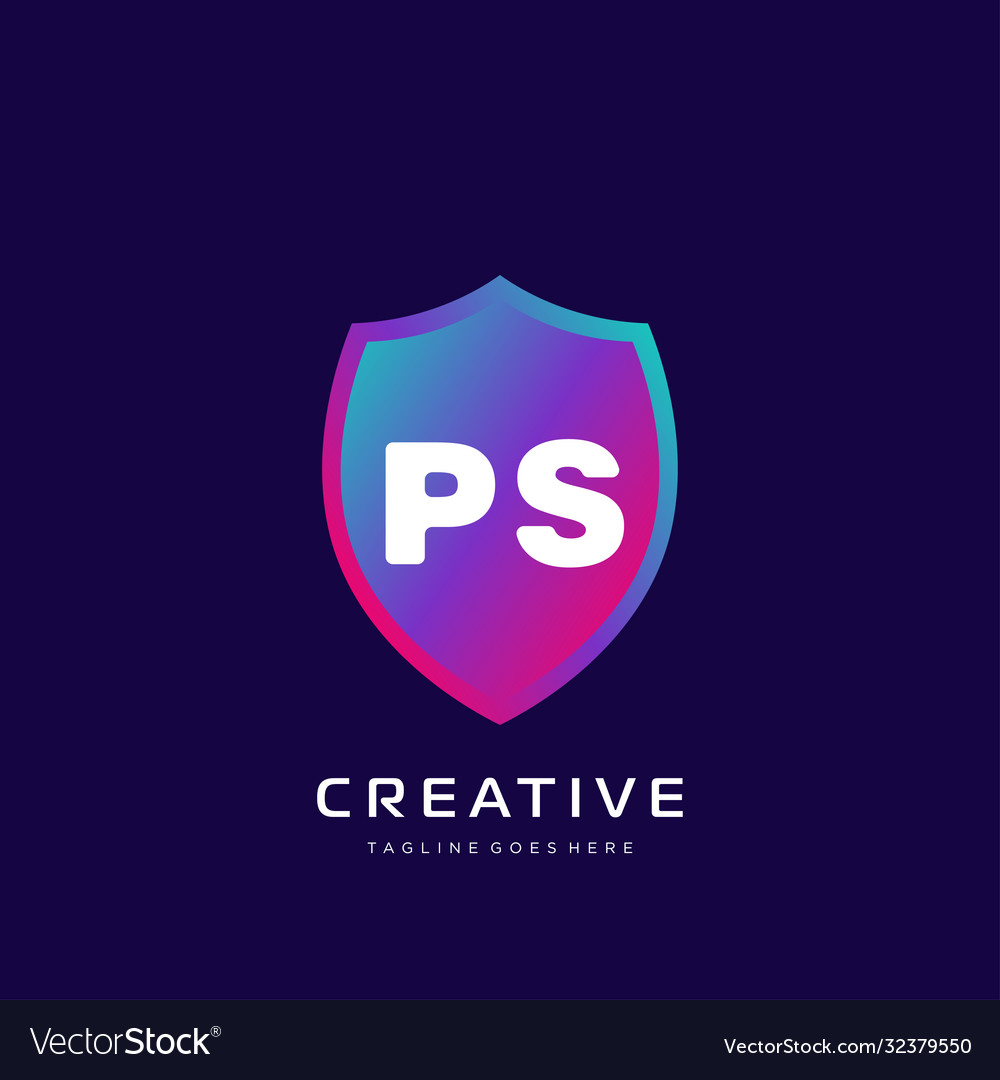 Ps initial logo with colorful template