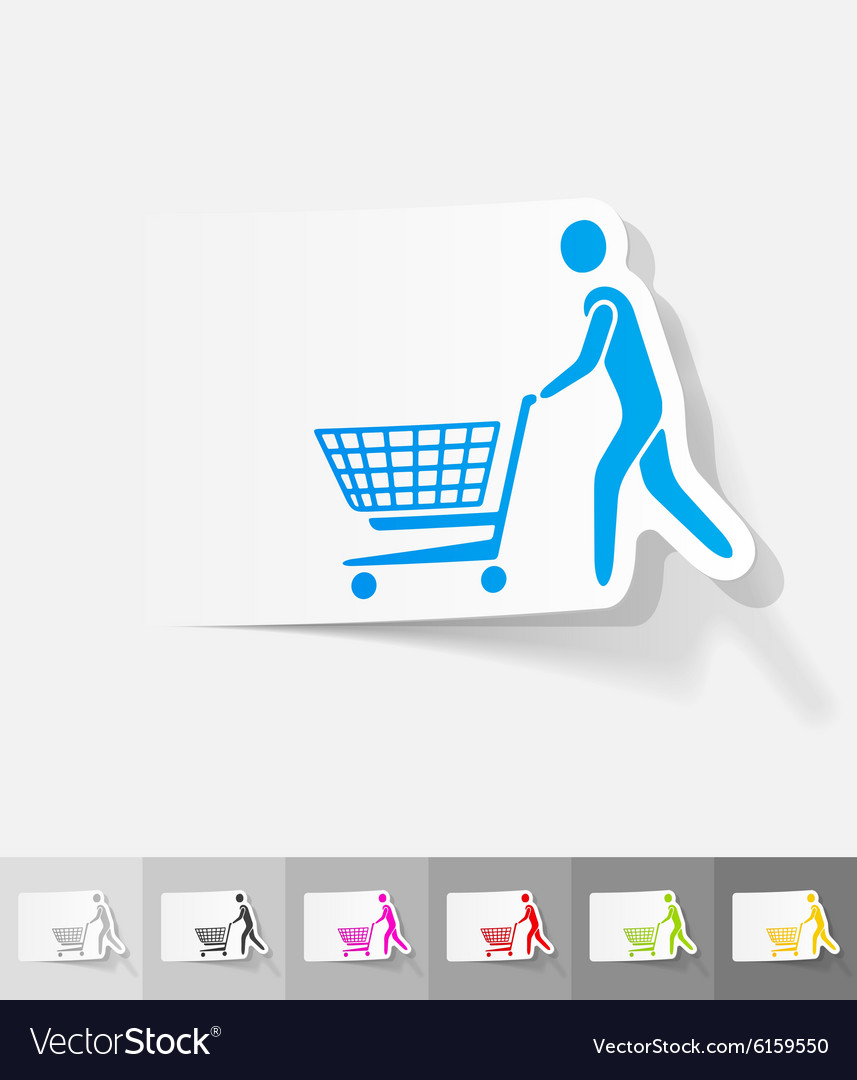 Realistic design element man with trolley