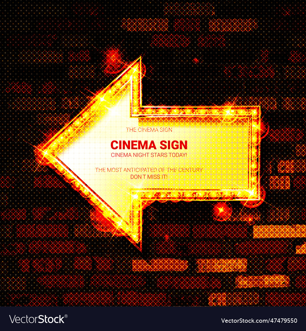 Retro lightbox in arrow shape template with red