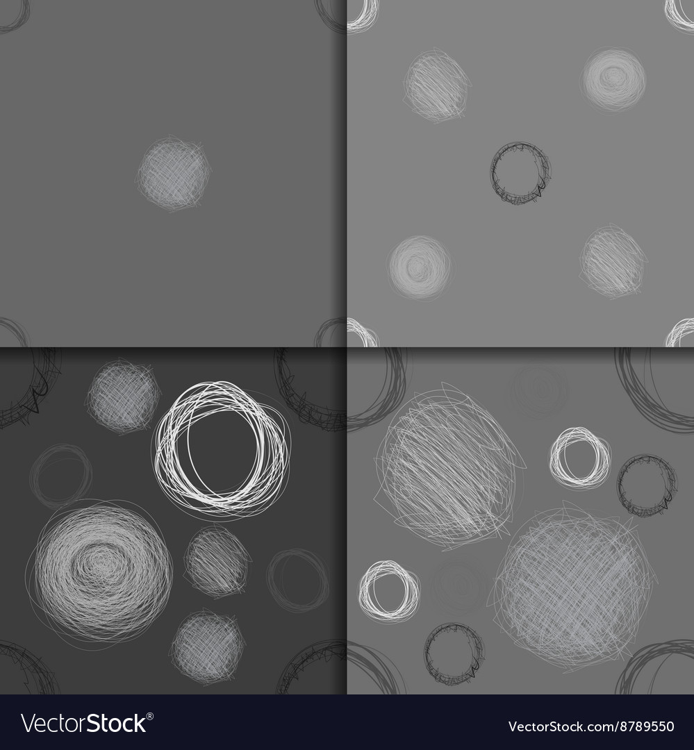 Scribble circles seamless pattern set