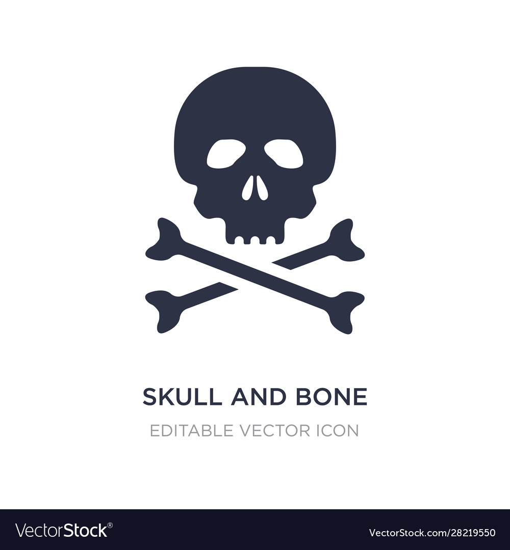 Skull and bone icon on white background simple