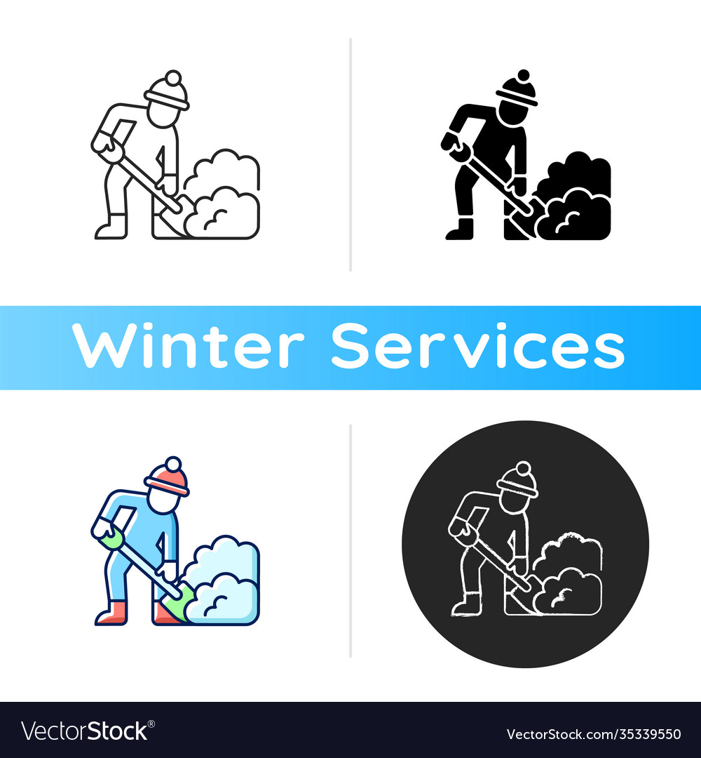 Snow Shoveling Icon - Winter