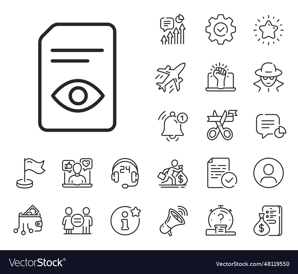 View document line icon open file sign salaryman vector image View document line icon open file sign salaryman