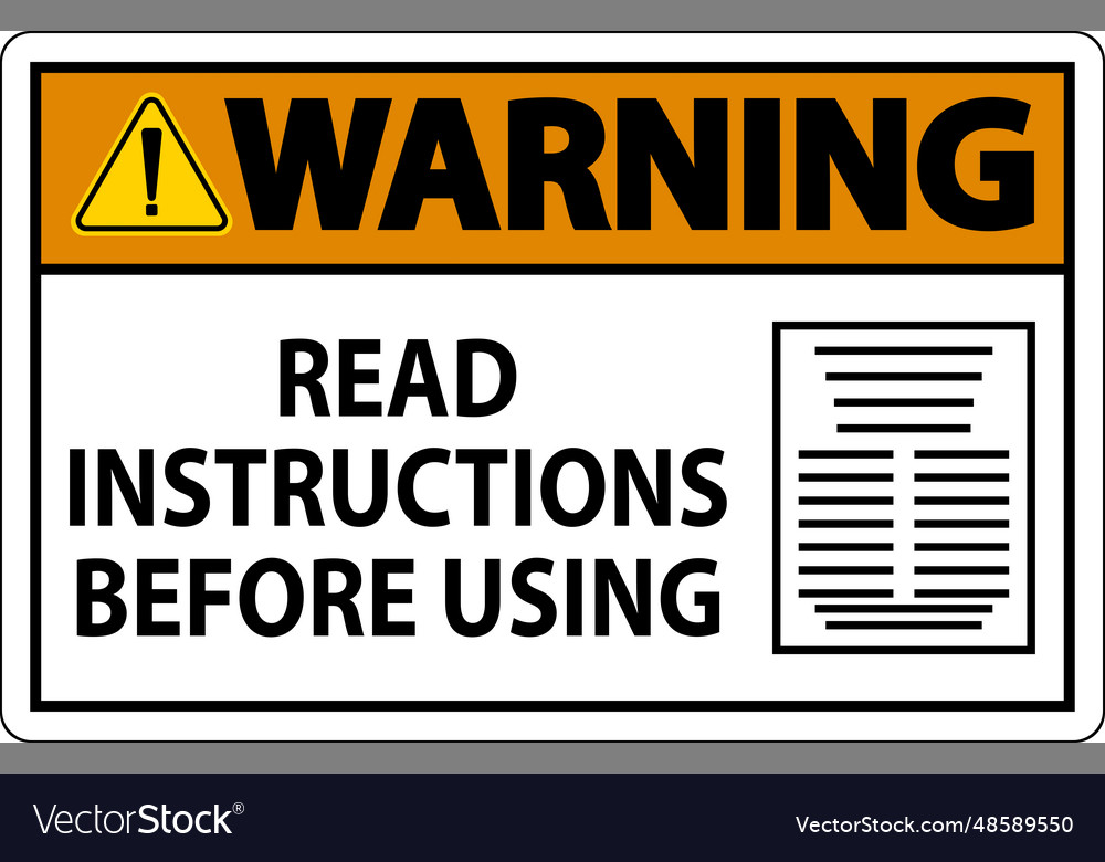 Warning machine sign read instructions before