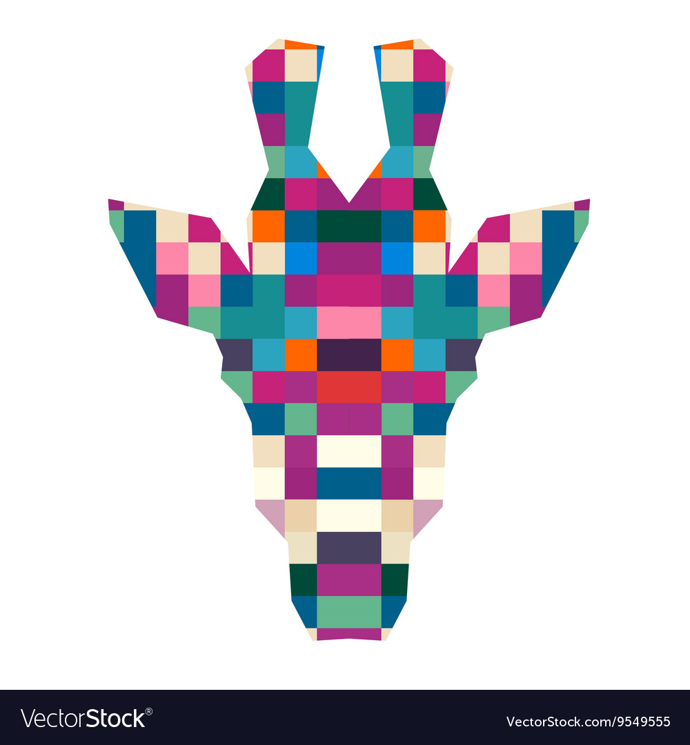 Animal head giraffe triangular pixel icon Vector Image