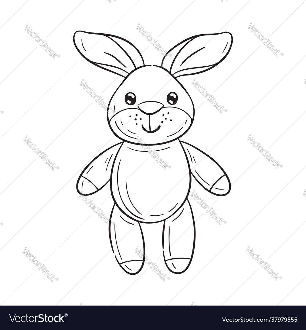 Black and white a funny cartoon rabbit