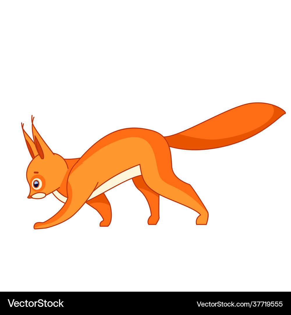 Cute red squirrel walking cartoon character Vector Image