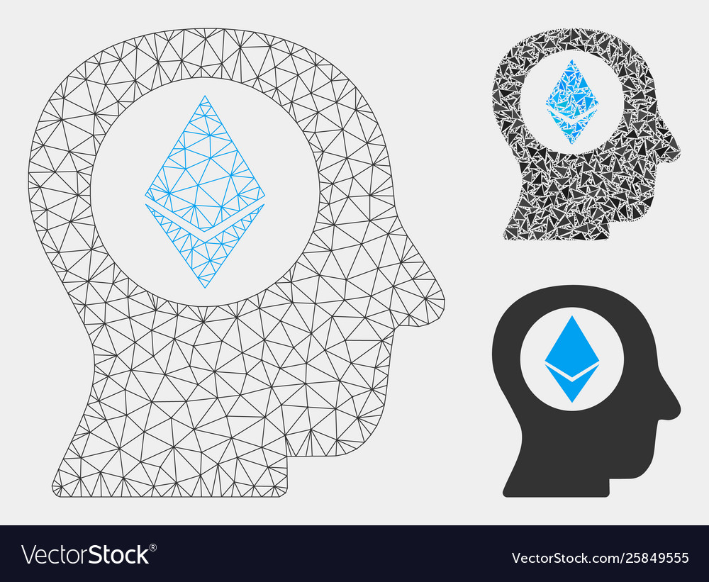 Ethereum mind mesh 2d model and triangle vector image Ethereum mind mesh 2d model and triangle