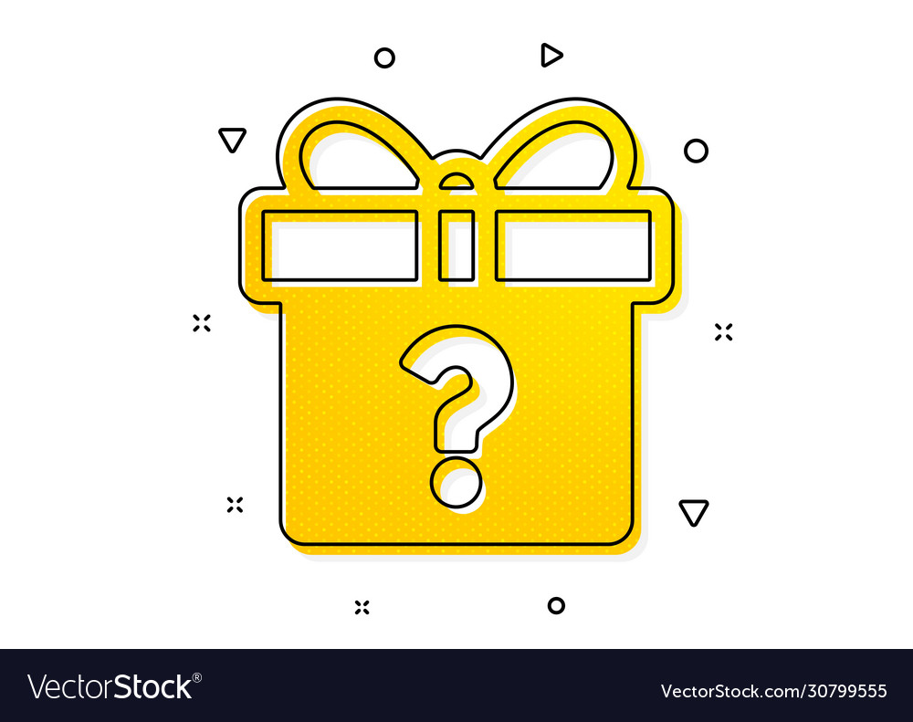 Gift box with question mark icon present Vector Image