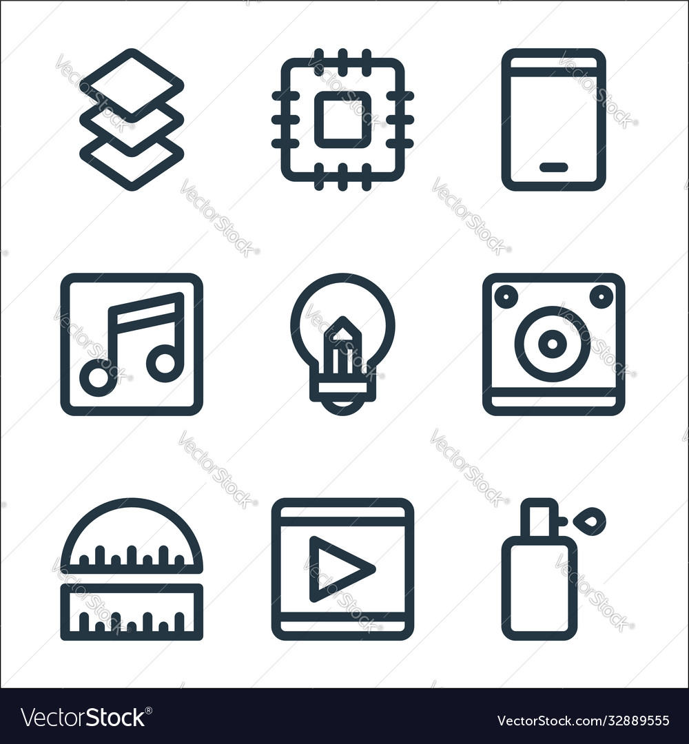 Graphic design line icons linear set quality Vector Image Graphic design line icons linear set quality