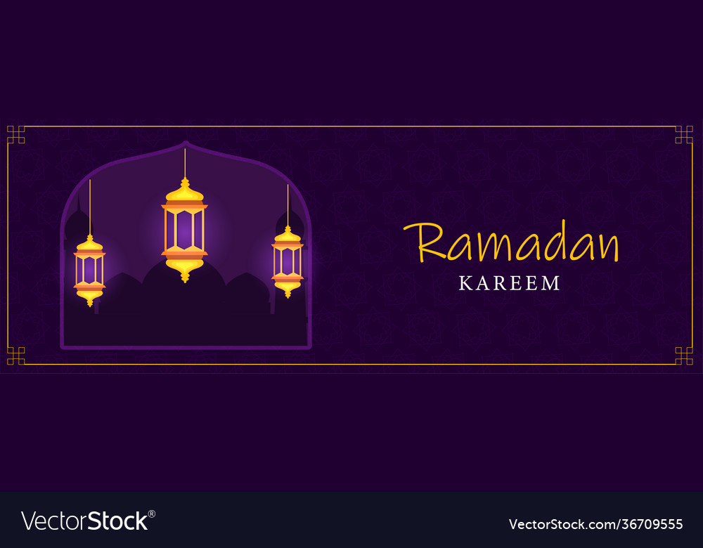 Islamic holy month ramadan banner with hanging Vector Image