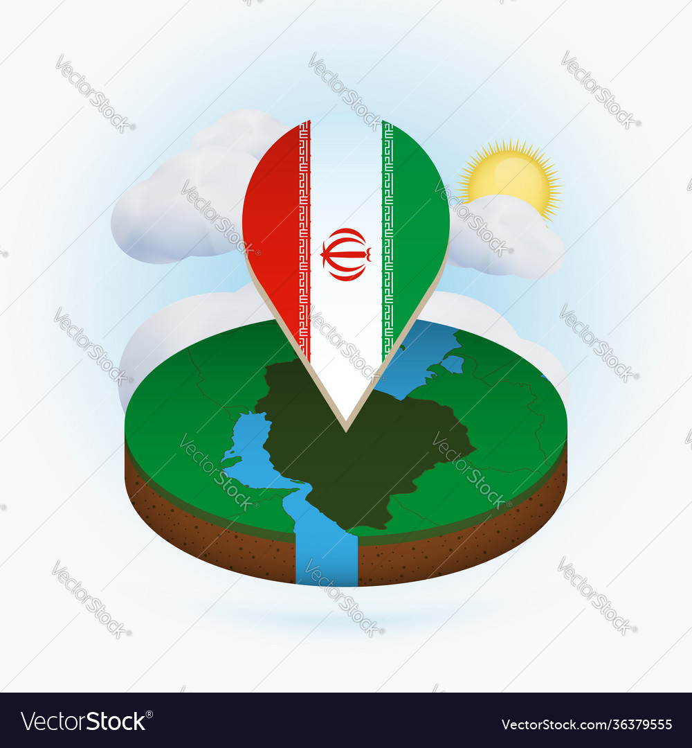 Isometric round map iran and point marker