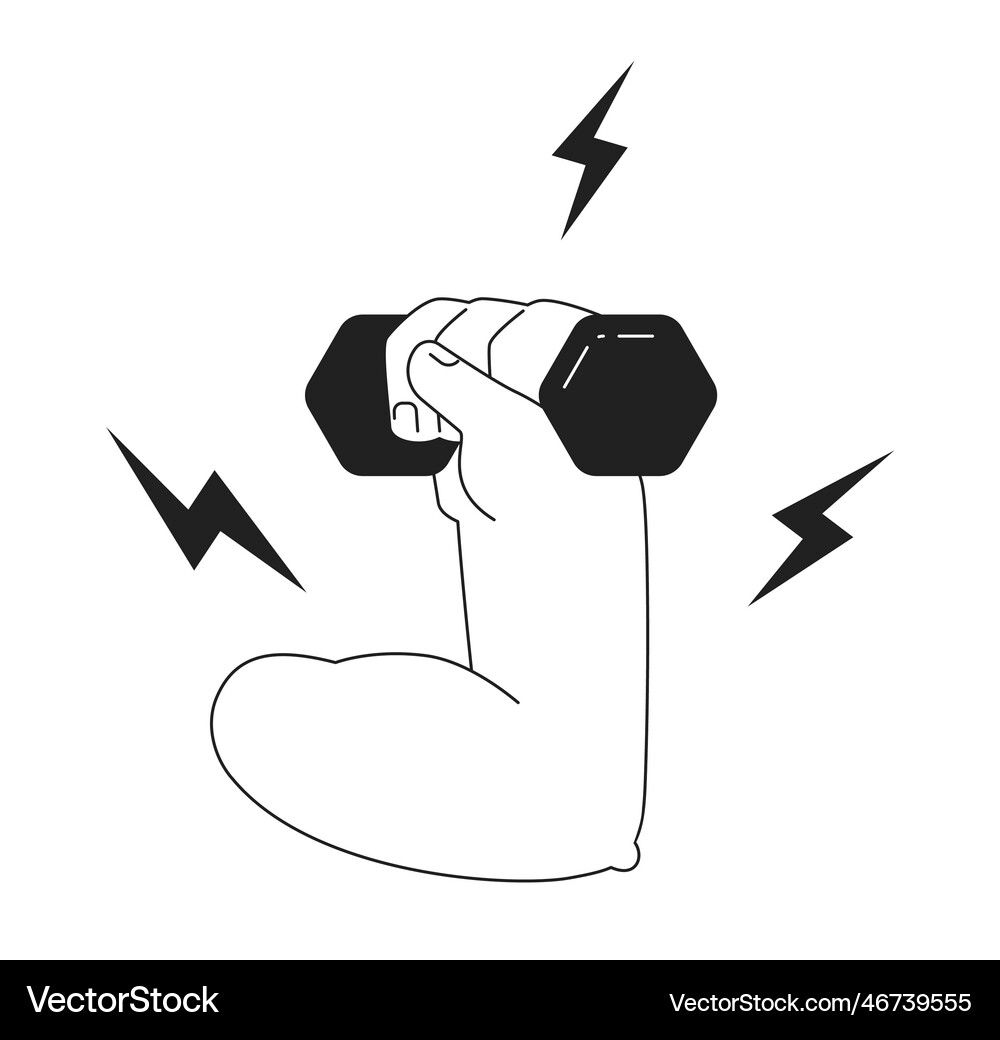 Lifting hand weight monochromatic flat first view Vector Image